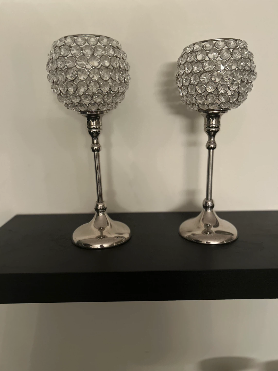 Set of 2 Crystal Ball Candle Holders