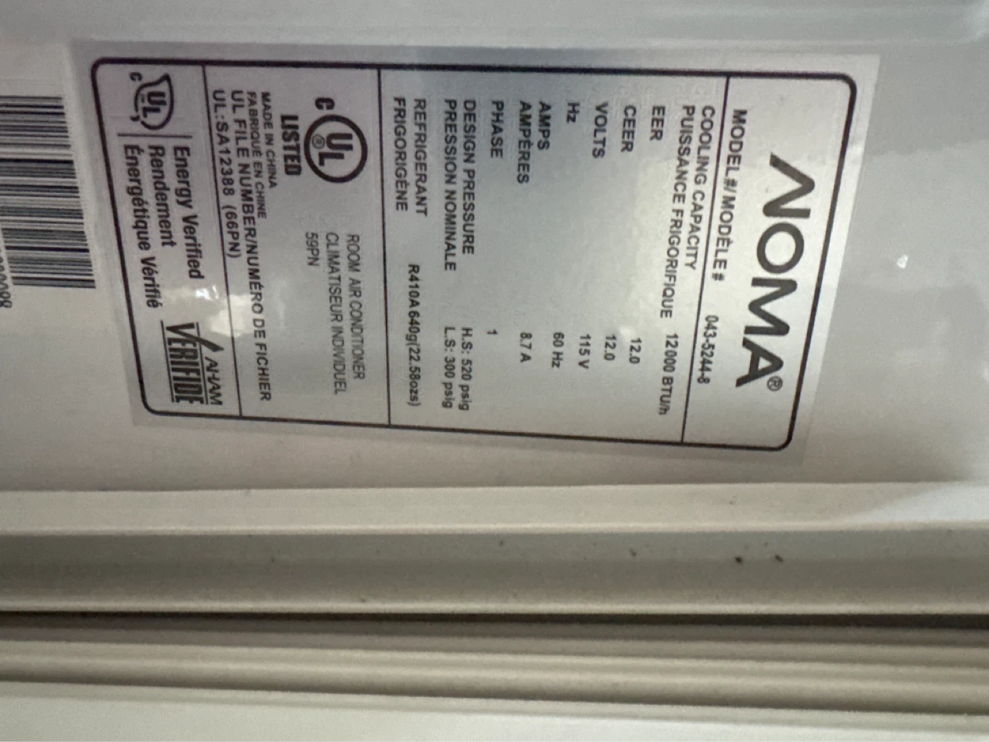 NOMA 12000 BTU Room Air Conditioner - photo 3