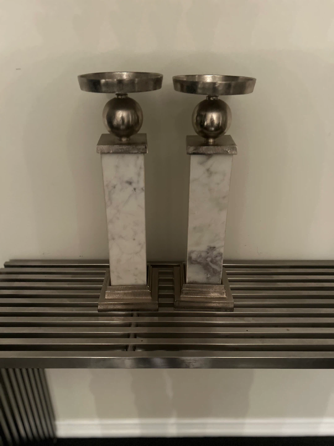 Marble and Metal Candle Holders (Set of 2)