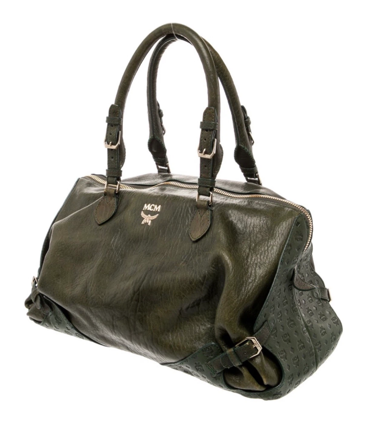 MCM Dark Green Leather Boston Bag - photo 2