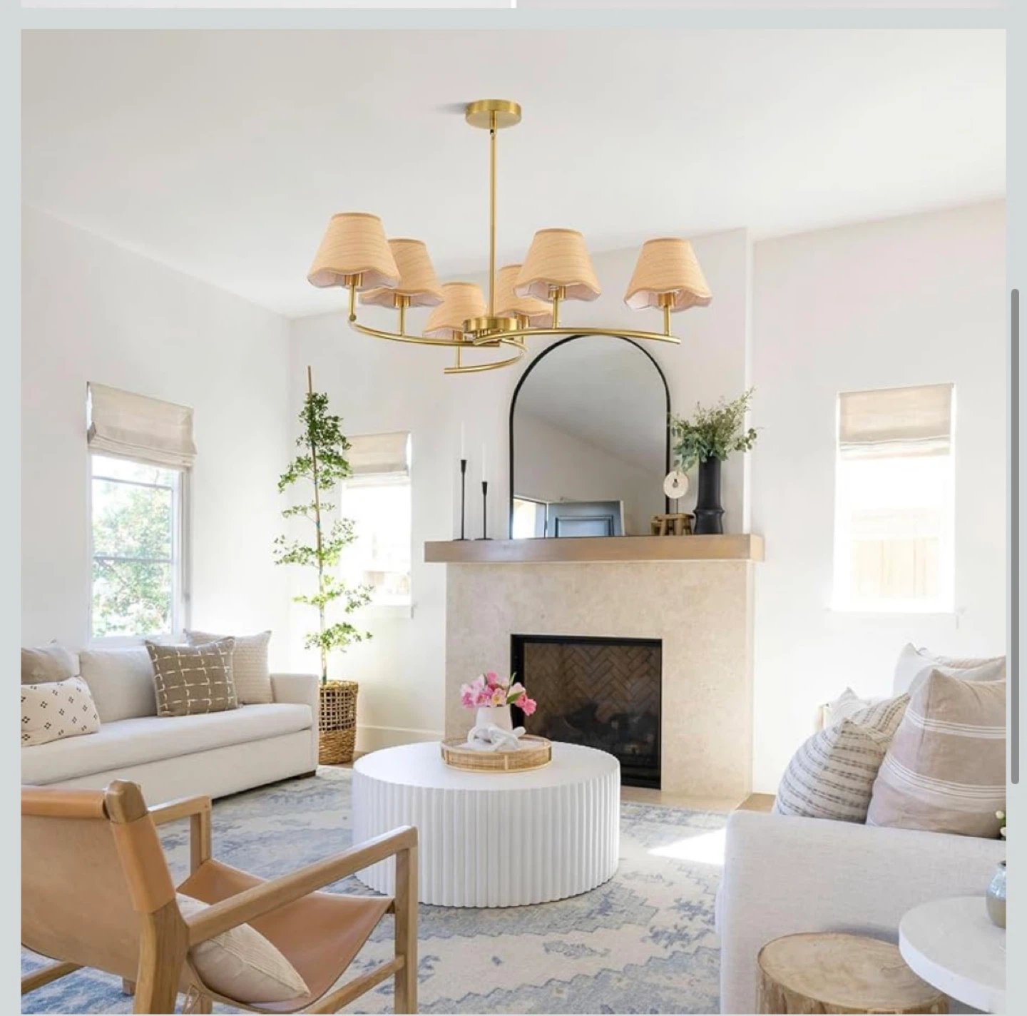 8-Light Chandelier with Woven Drum Shades - photo 4