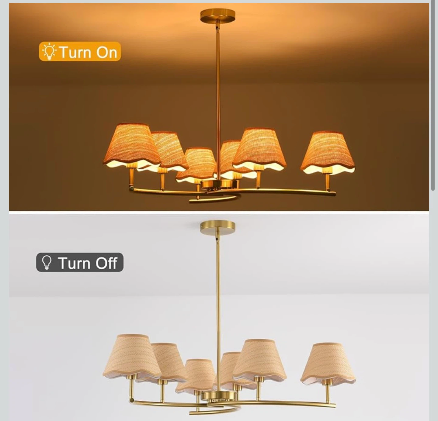 8-Light Chandelier with Woven Drum Shades - photo 2
