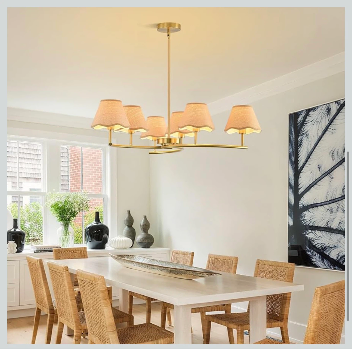 8-Light Chandelier with Woven Drum Shades - photo 5