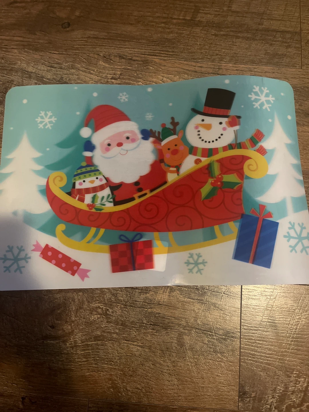 Christmas Placemat with Santa, Snowman, and Reindeer