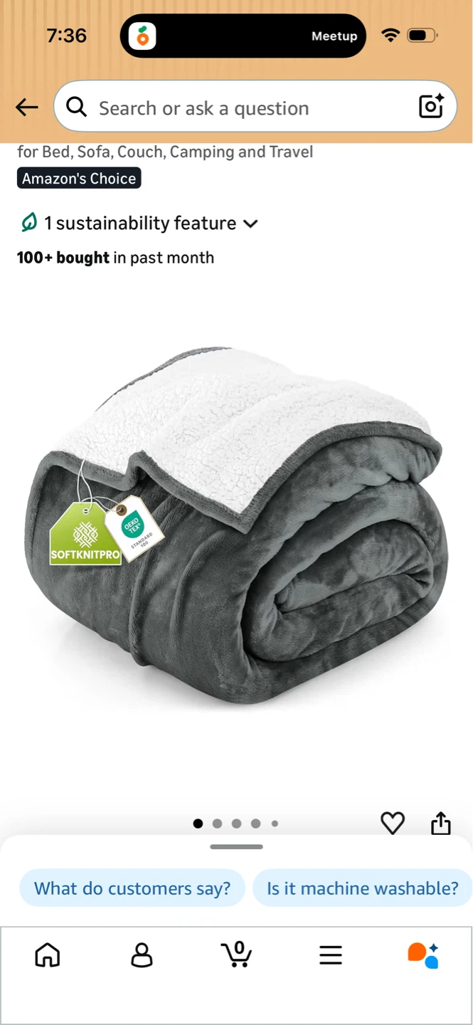 Sherpa Fleece Blanket - Dark Grey - Queen