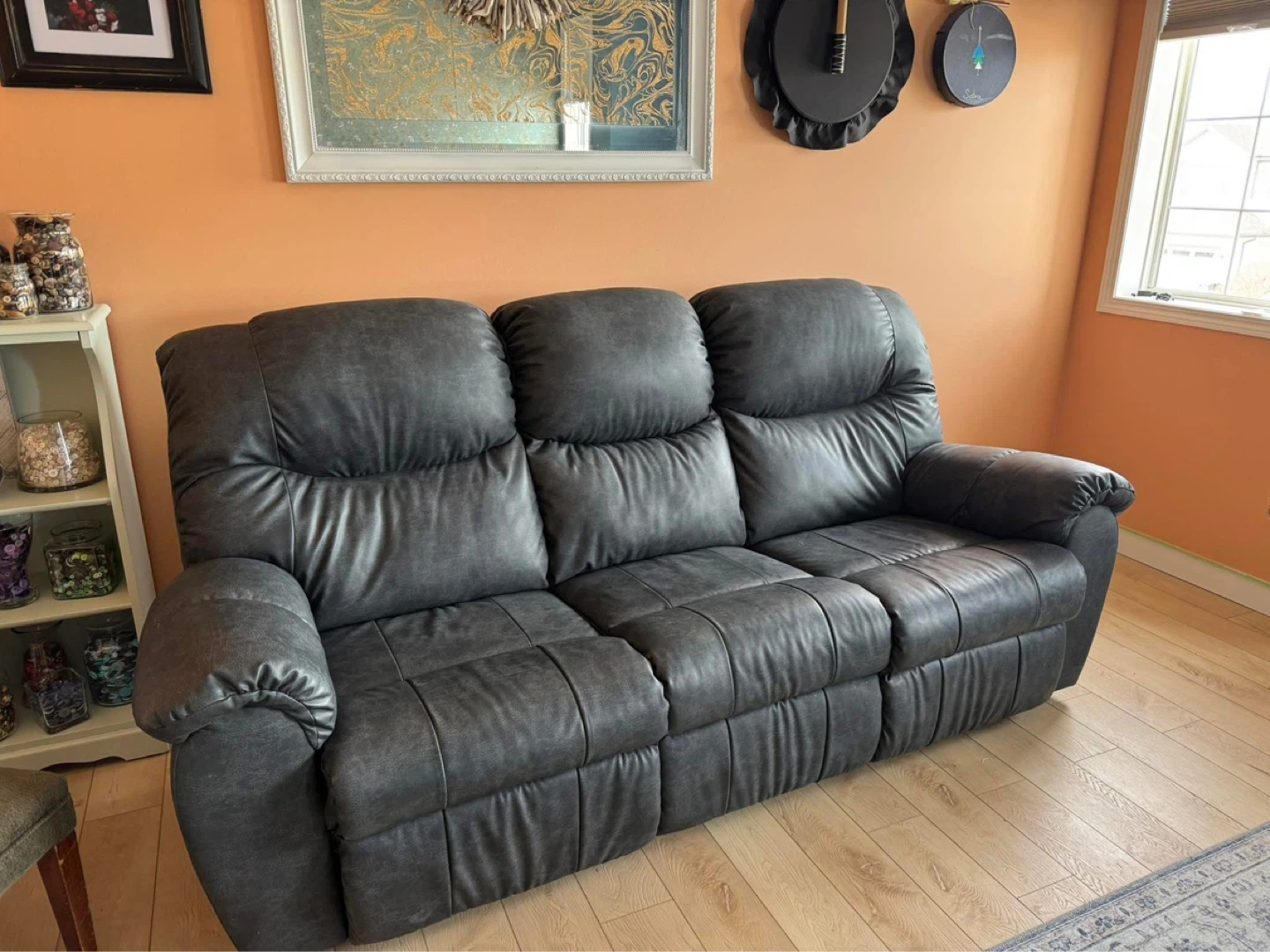 Grey 3-Seater Reclining Sofa