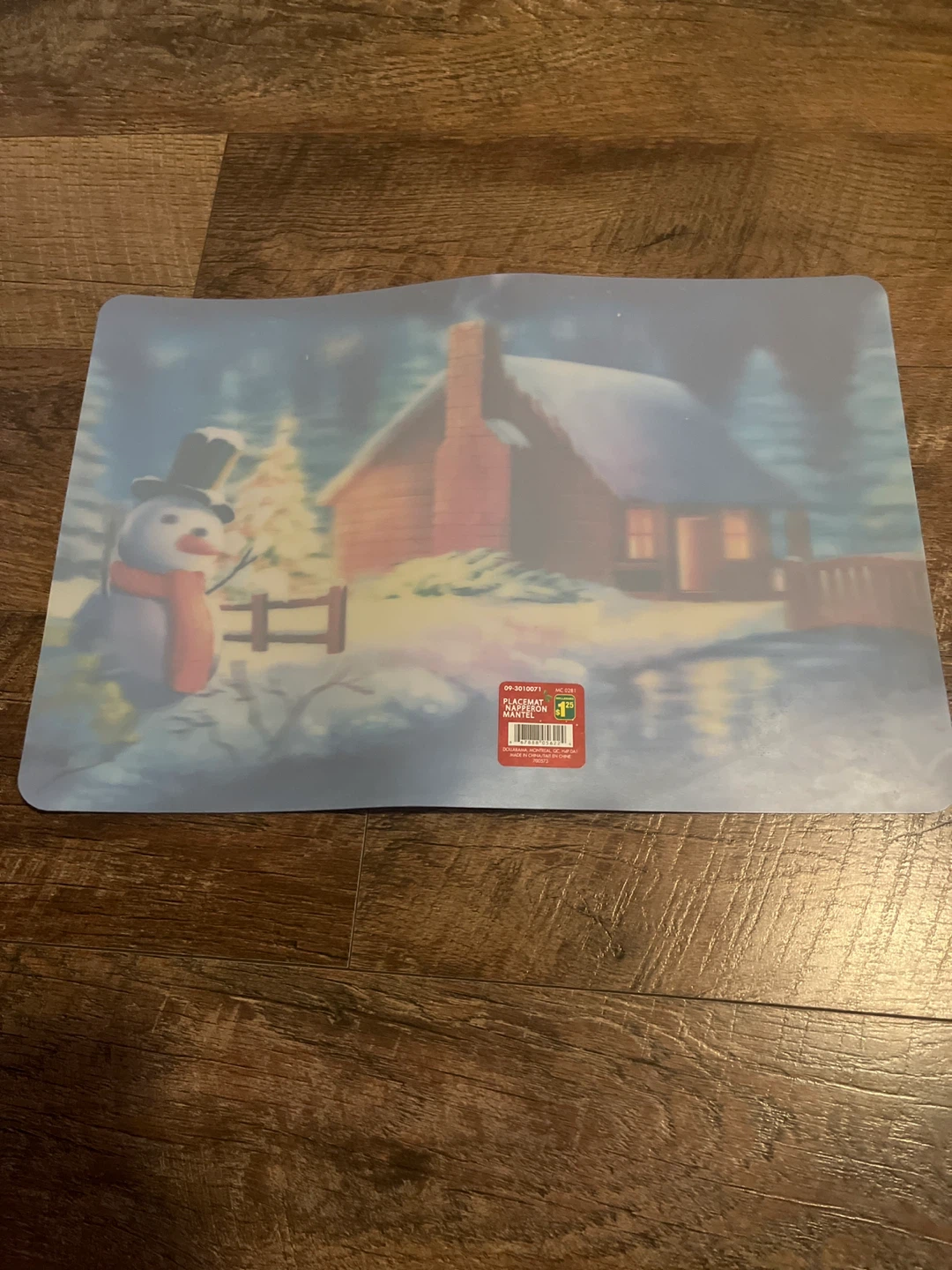 Christmas Placemat with Snowman and Cabin Scene - photo 2