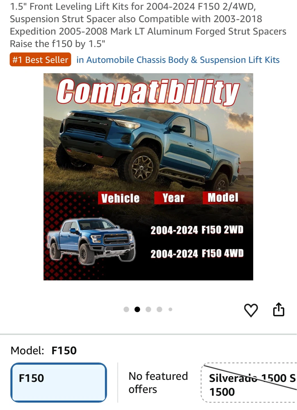 1.5" Front Leveling Lift Kit for Ford F150 2004-2024 - photo 2