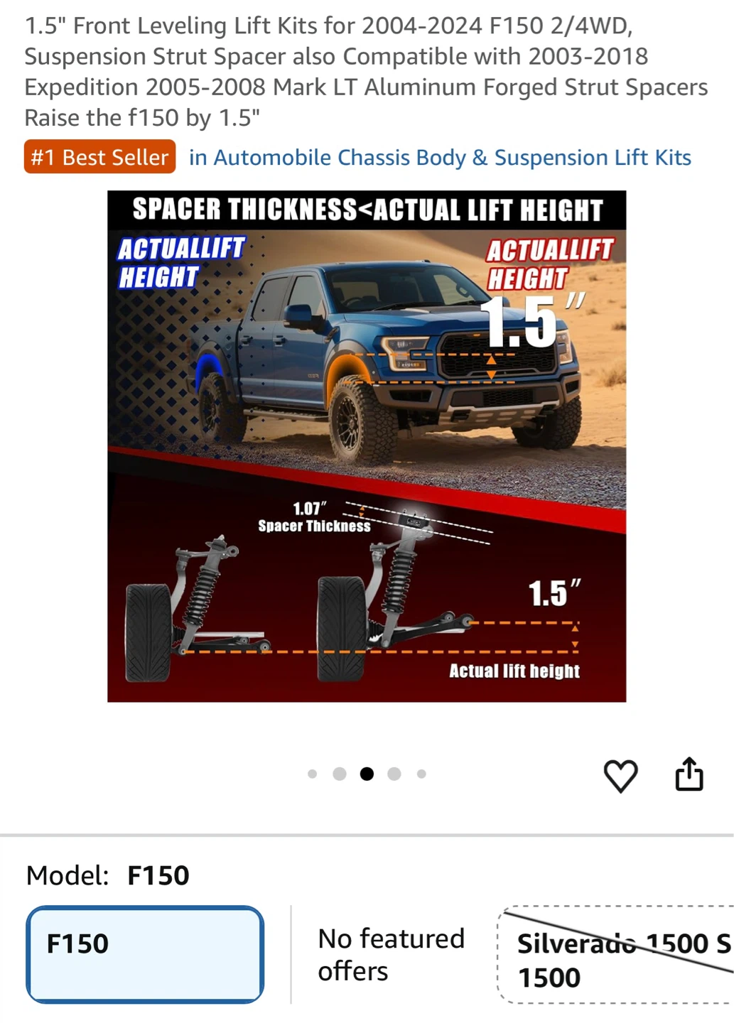 1.5" Front Leveling Lift Kit for Ford F150 2004-2024 - photo 4