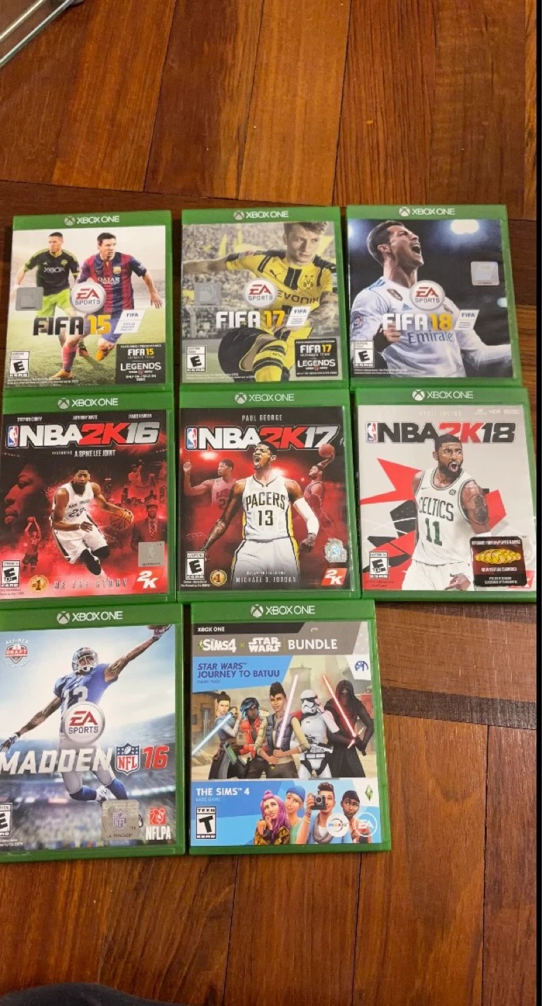 Xbox One Video Game Bundle - FIFA, NBA 2K, Madden, Sims 4