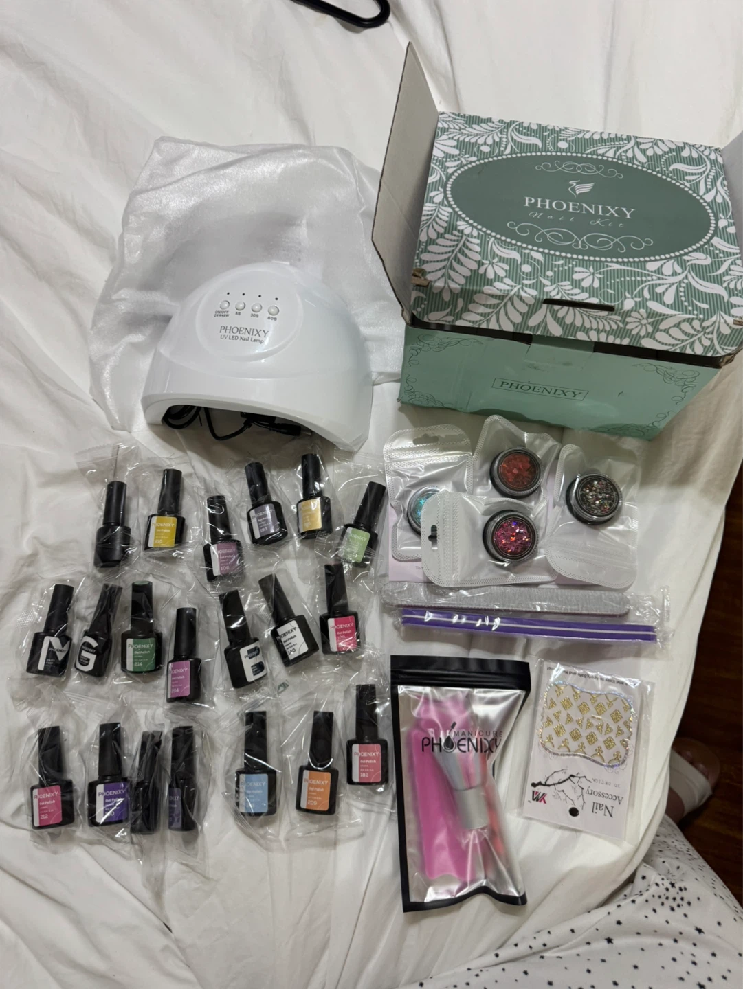 Phoenix Nail Art Kit with UV Lamp and Polishes