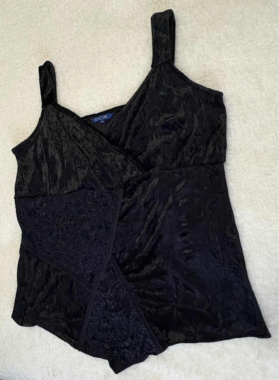 Soft Encore black burnout velvet tank top 1X