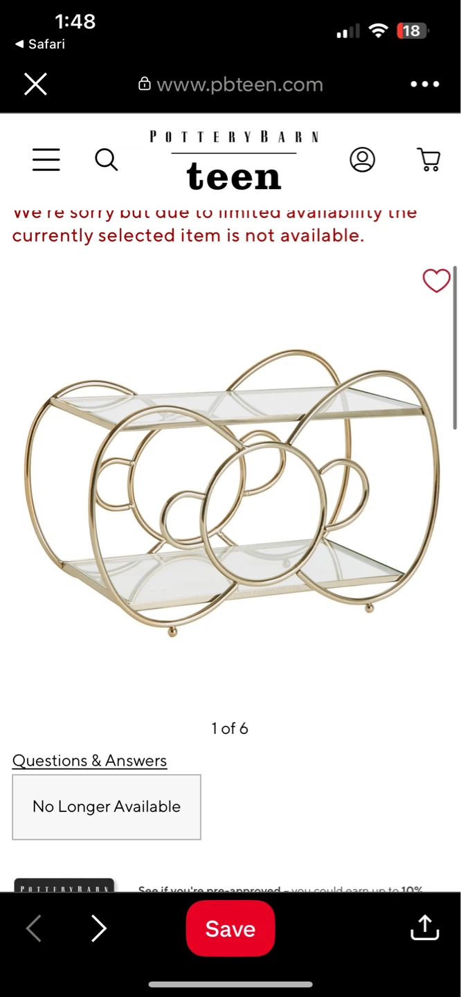 Pottery Barn Teen Gold "Hello Kitty" Beauty Organizer
