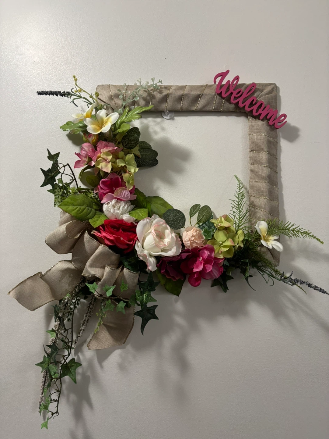 Floral Wreath with 'Welcome' Sign