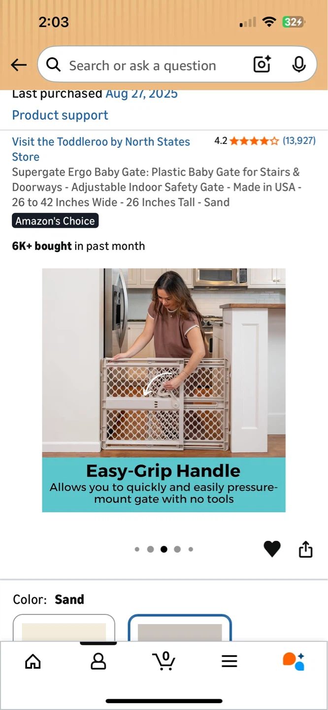 Supergate Ergo Baby Gate - Adjustable Indoor Safety Gate - Sand - photo 3