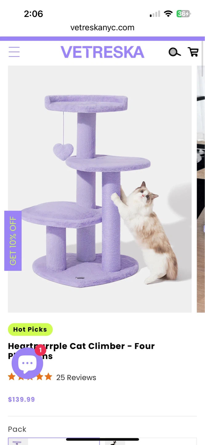 VETRESKA Purple Cat Climber Tree - photo 2