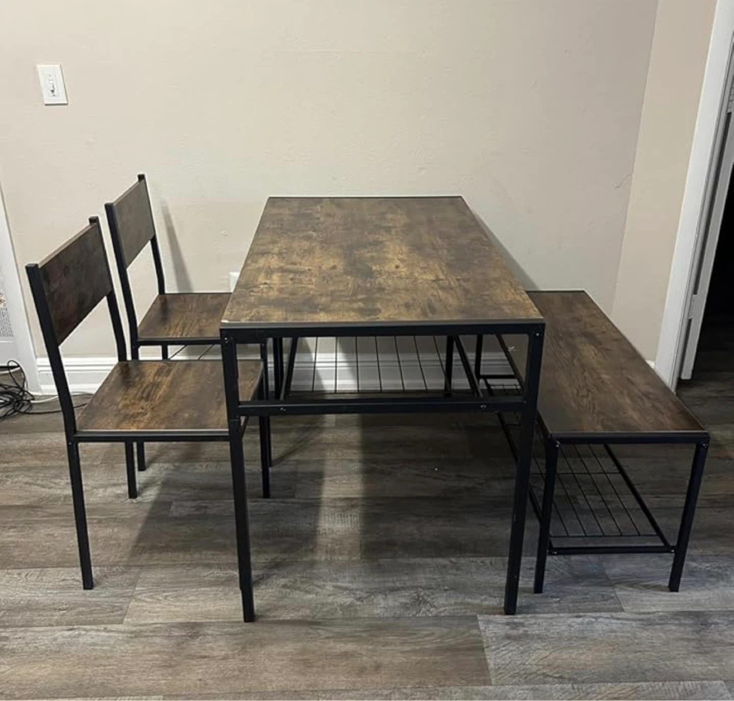 3-Piece Dining Set with Table, 2 Chairs, and Bench - photo 2
