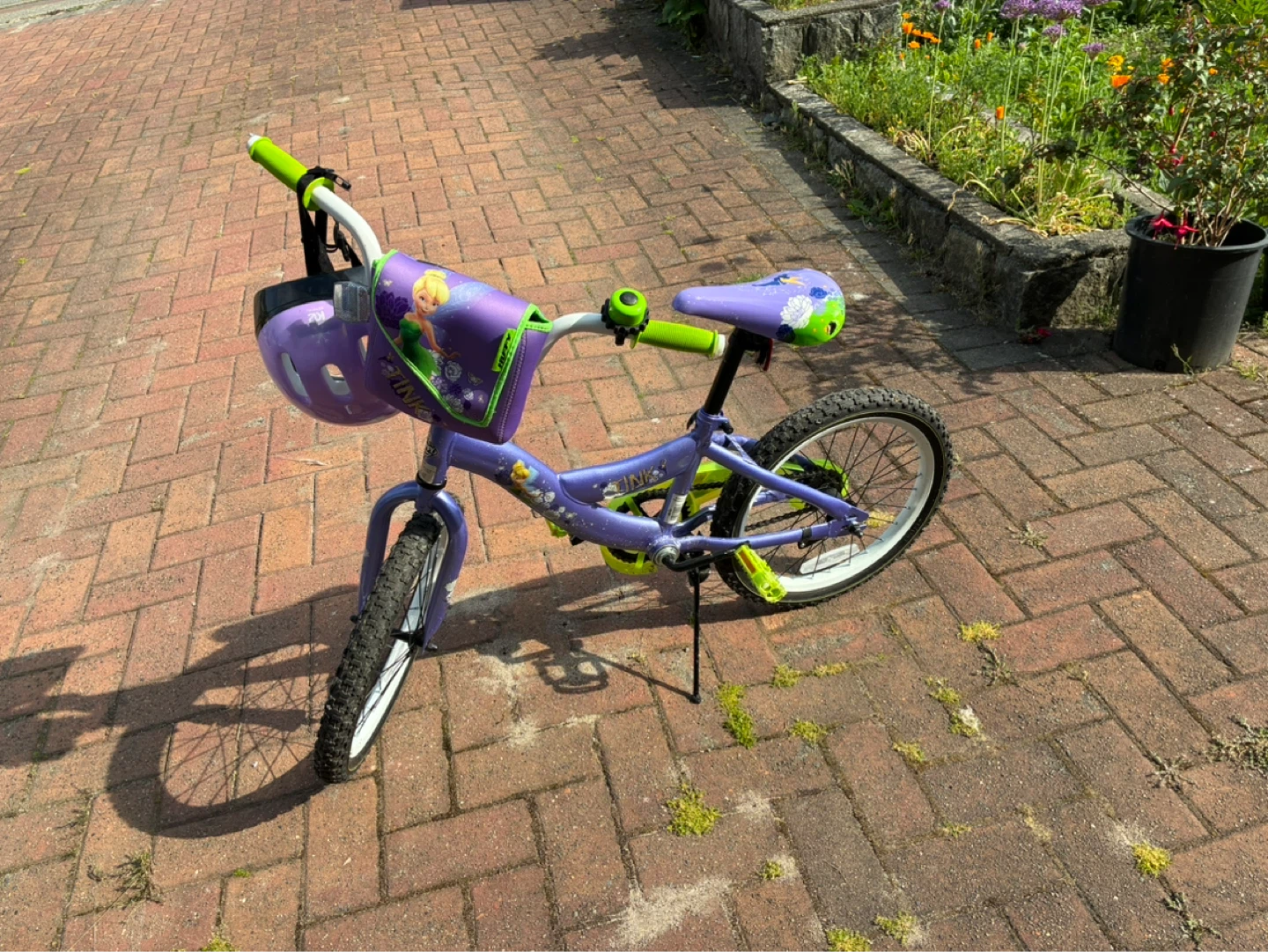 Kids Purple Tinkerbell Bike with Helmet and Bell