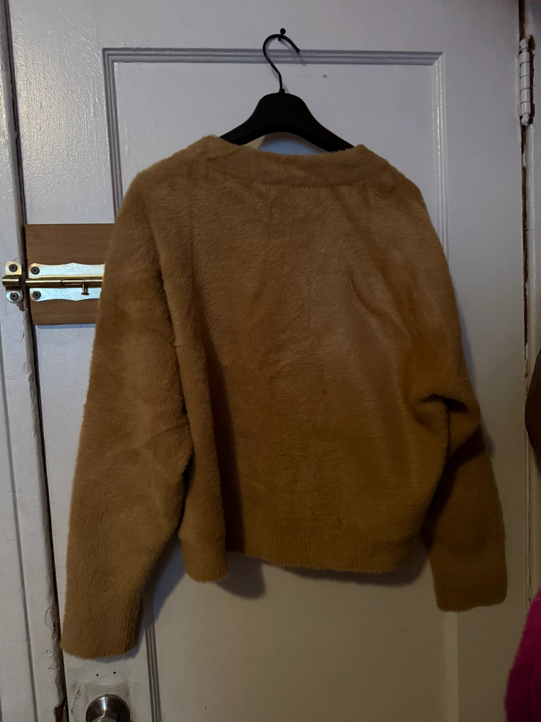 Women's Tan Fuzzy Cropped Cardigan Sweater - photo 2