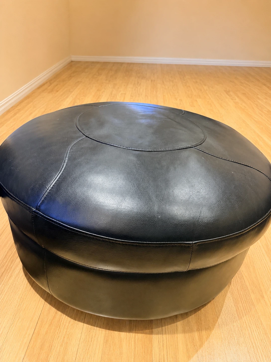 Black Round Ottoman Footstool
