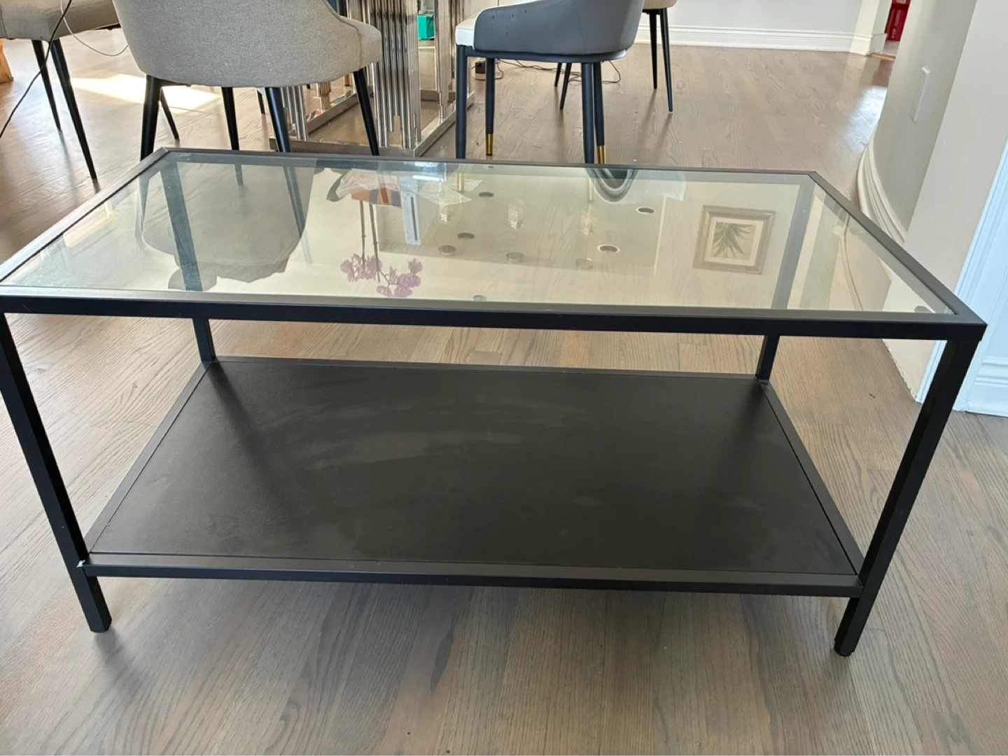 Glass Top Coffee Table with Shelf