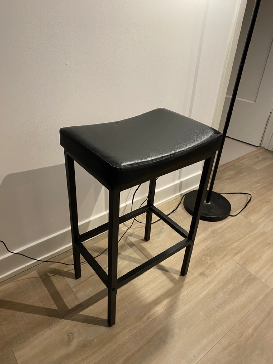 Black Faux Leather Counter height Stool