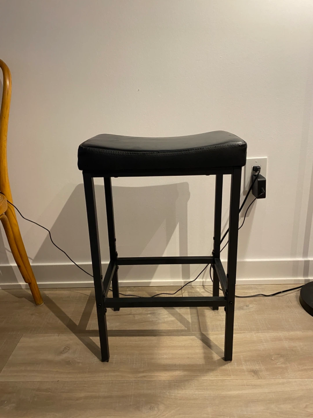 Black Faux Leather Counter height Stool - photo 2