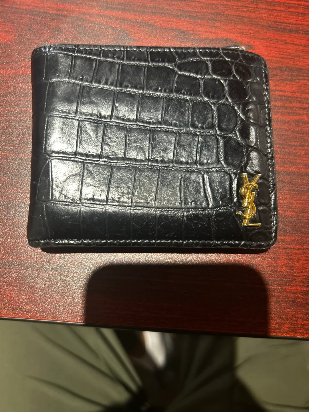 Saint Laurent Paris Black Croc-Embossed Bifold Wallet - photo 2