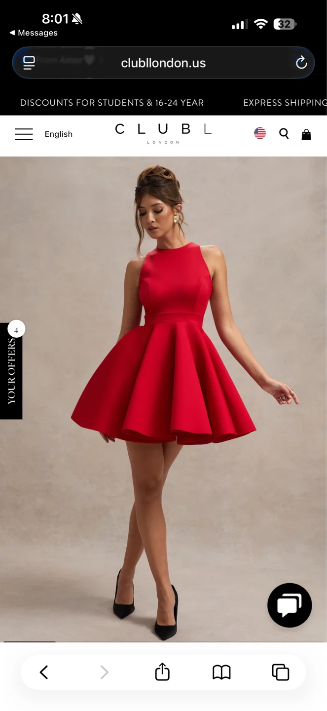 Club L London Red Fit and Flare Mini Dress with Bow