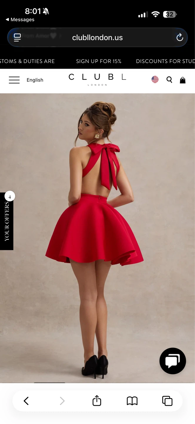 Club L London Red Fit and Flare Mini Dress with Bow - photo 2