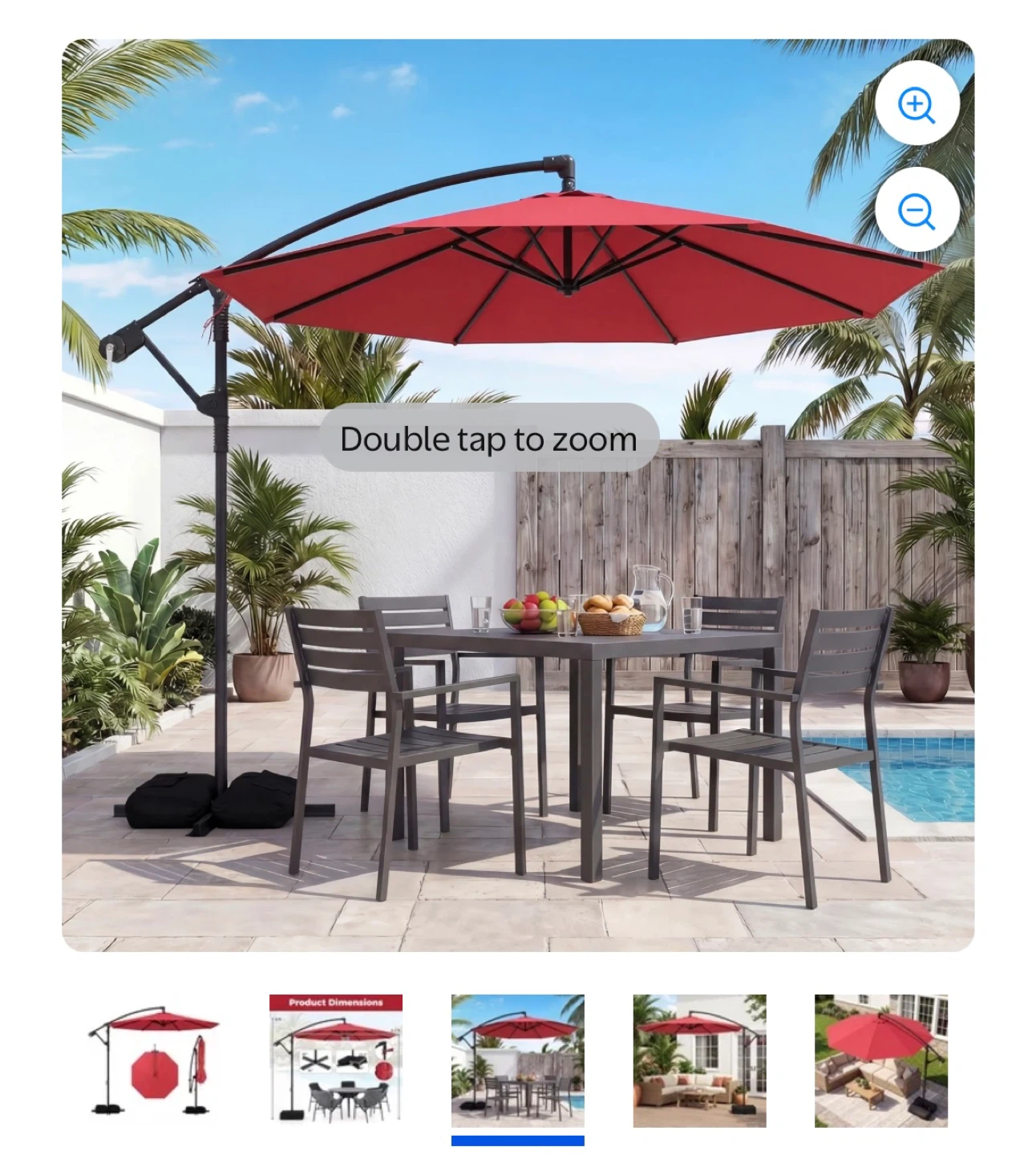 Red Cantilever Patio Umbrella - photo 2
