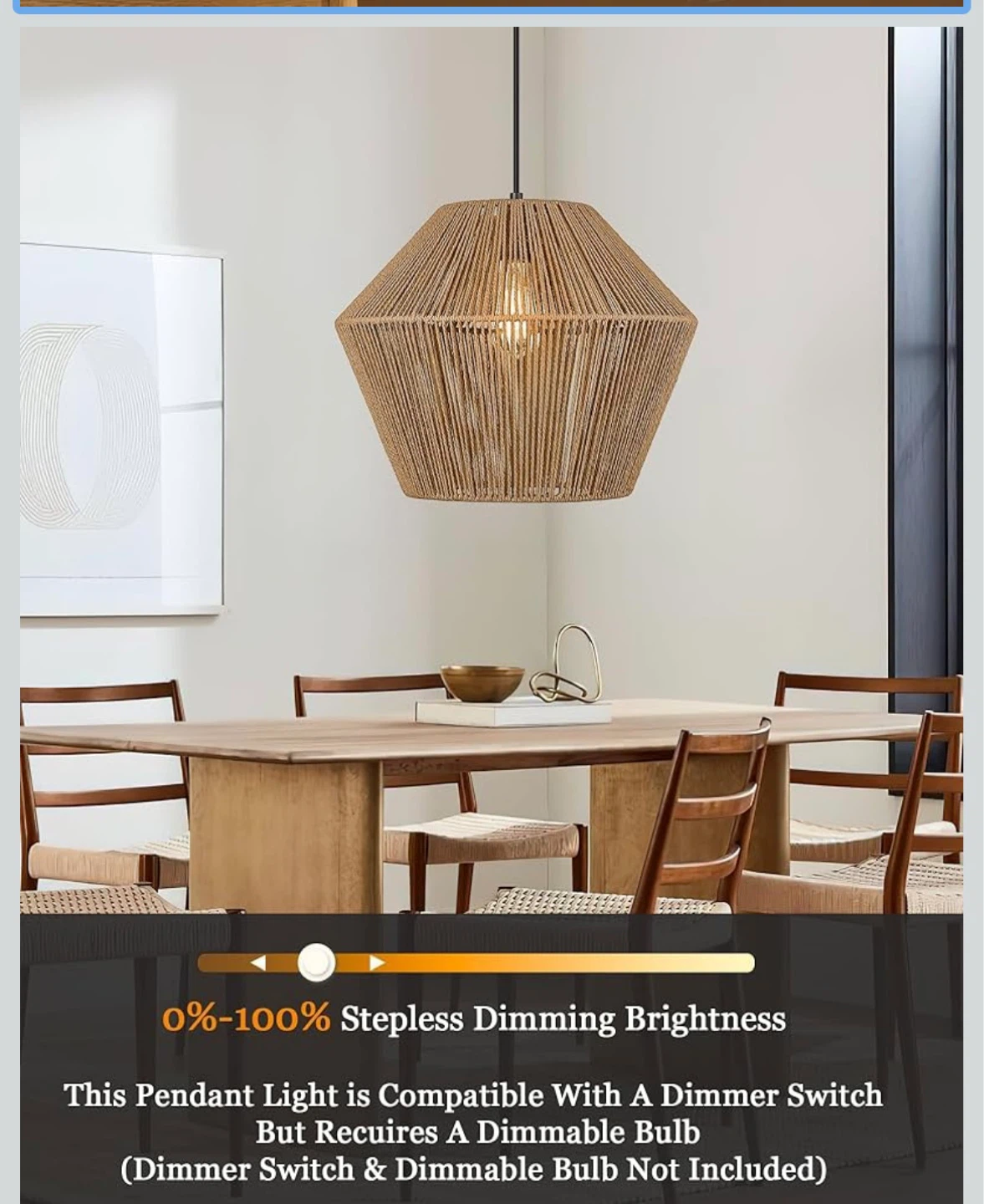 Brown Rope Pendant Light Fixture - photo 3