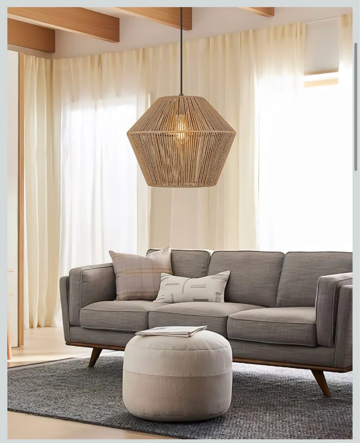 Brown Rope Pendant Light Fixture