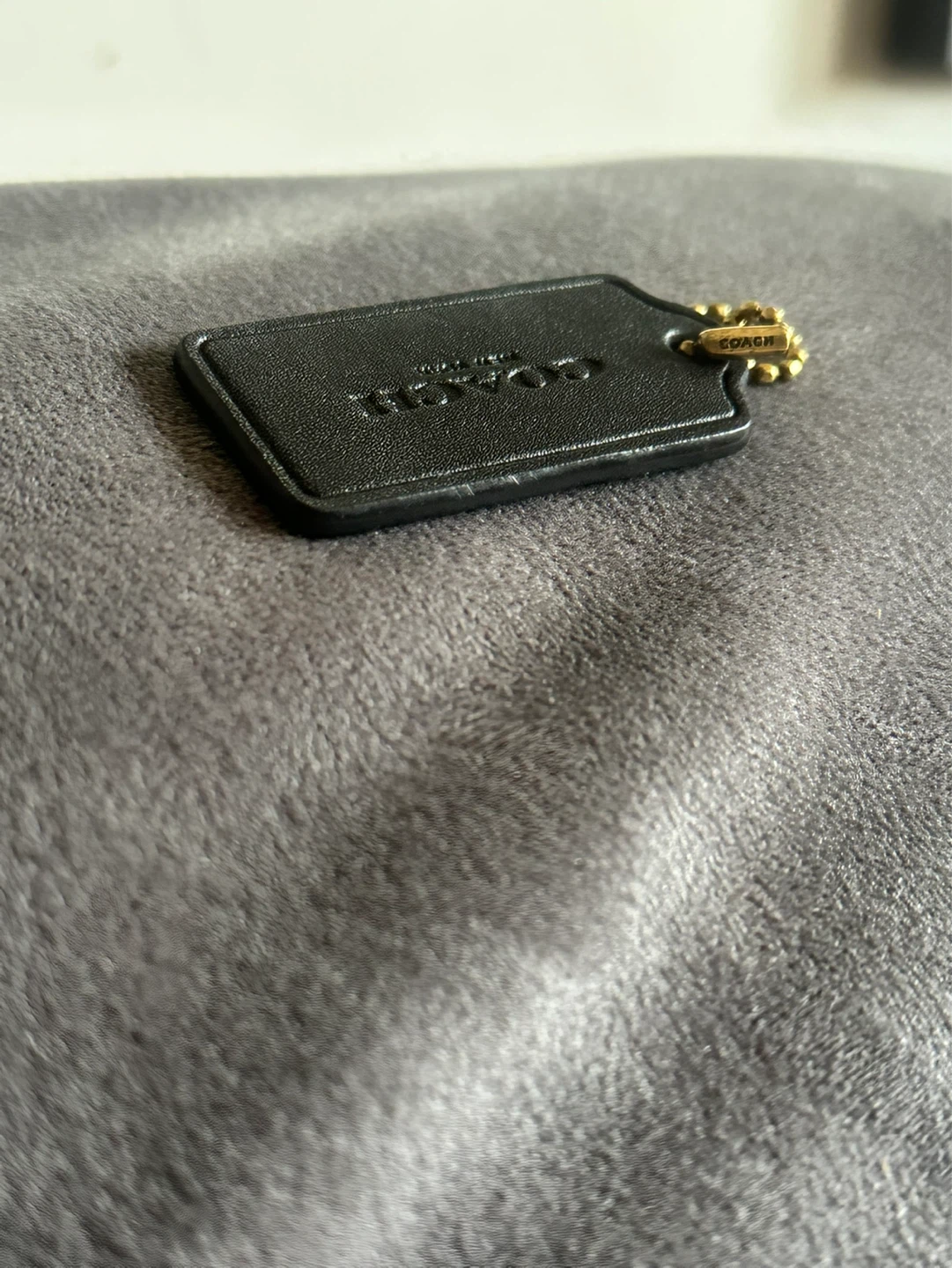 Black Coach Leather Keychain luggage tag - photo 3