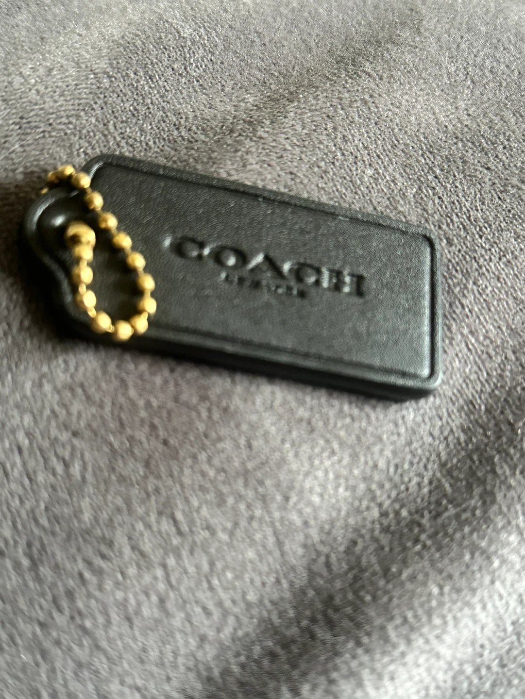 Black Coach Leather Keychain luggage tag