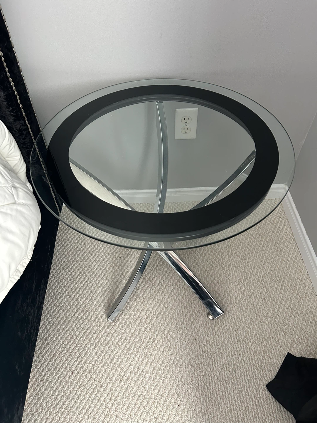 Glass End Table with Chrome Base