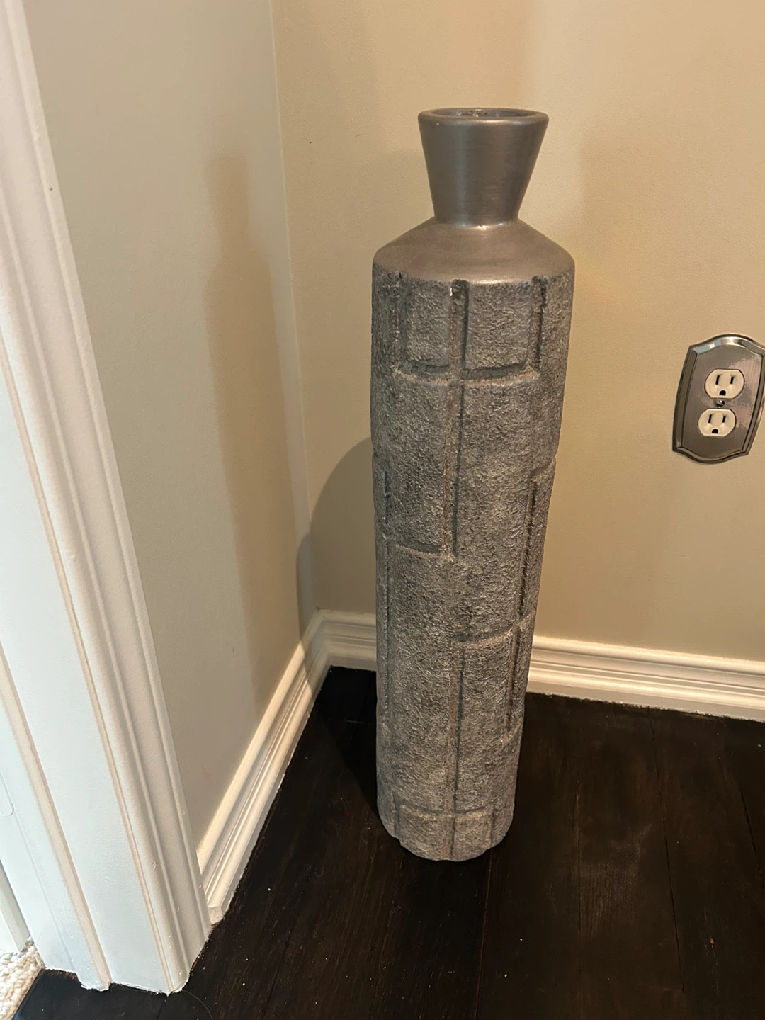 Tall Grey Textured Floor Vase