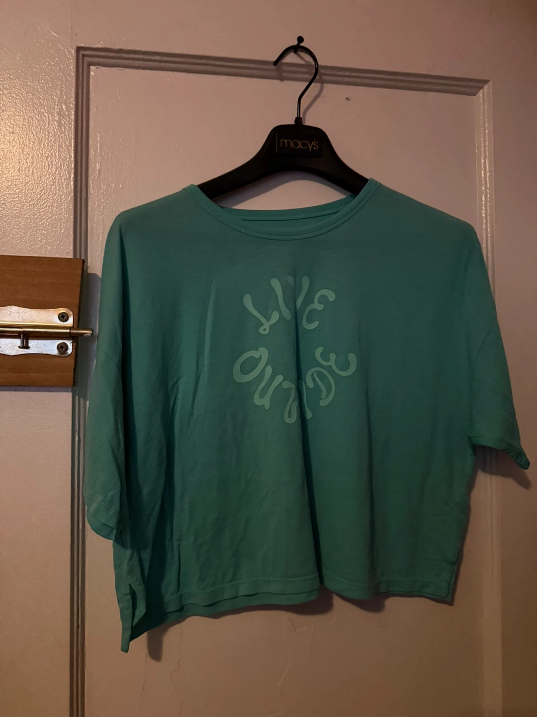 Teal "Live Inside" Graphic Crop Top