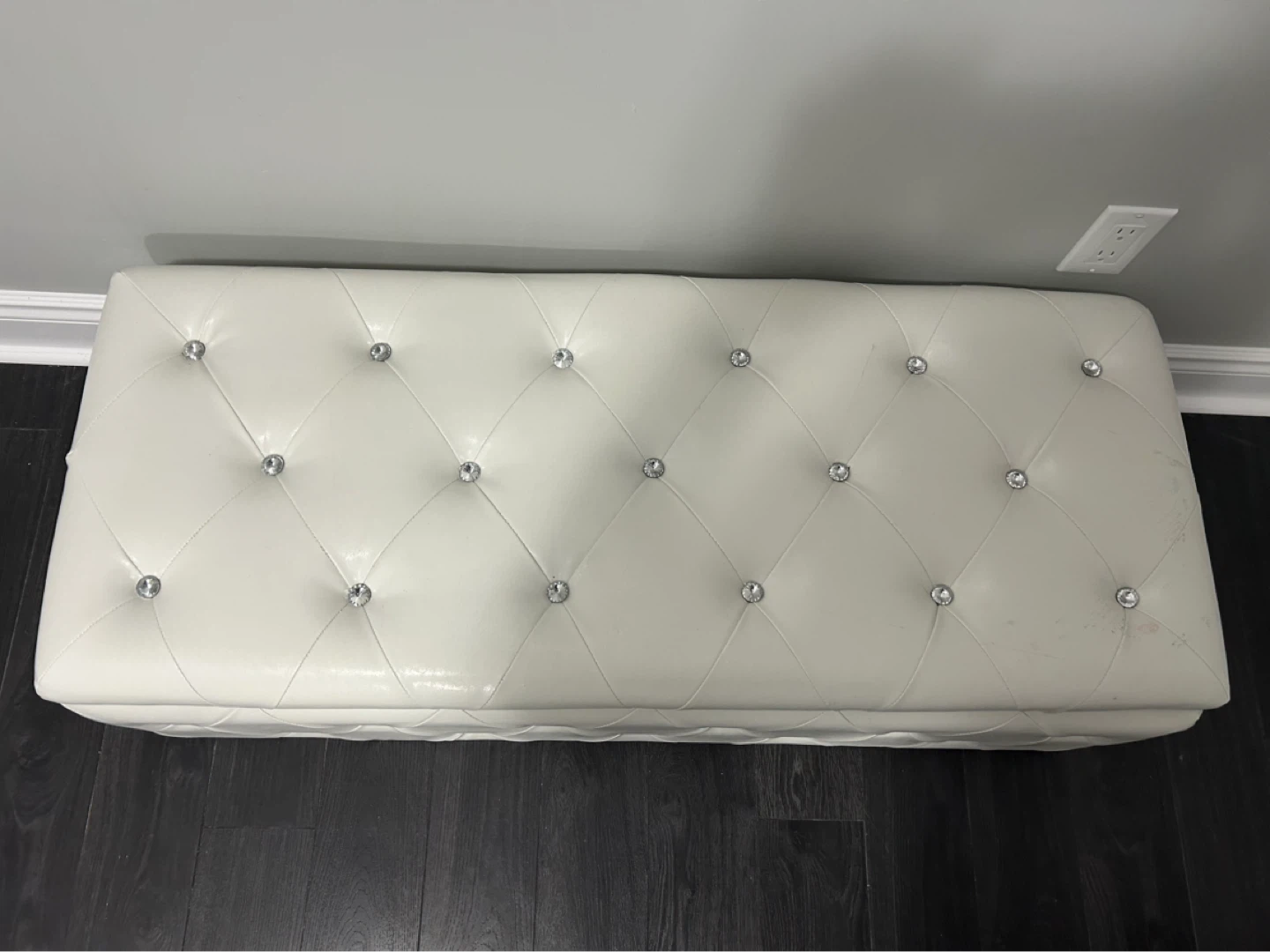 White Tufted Storage Ottoman Bench - photo 2