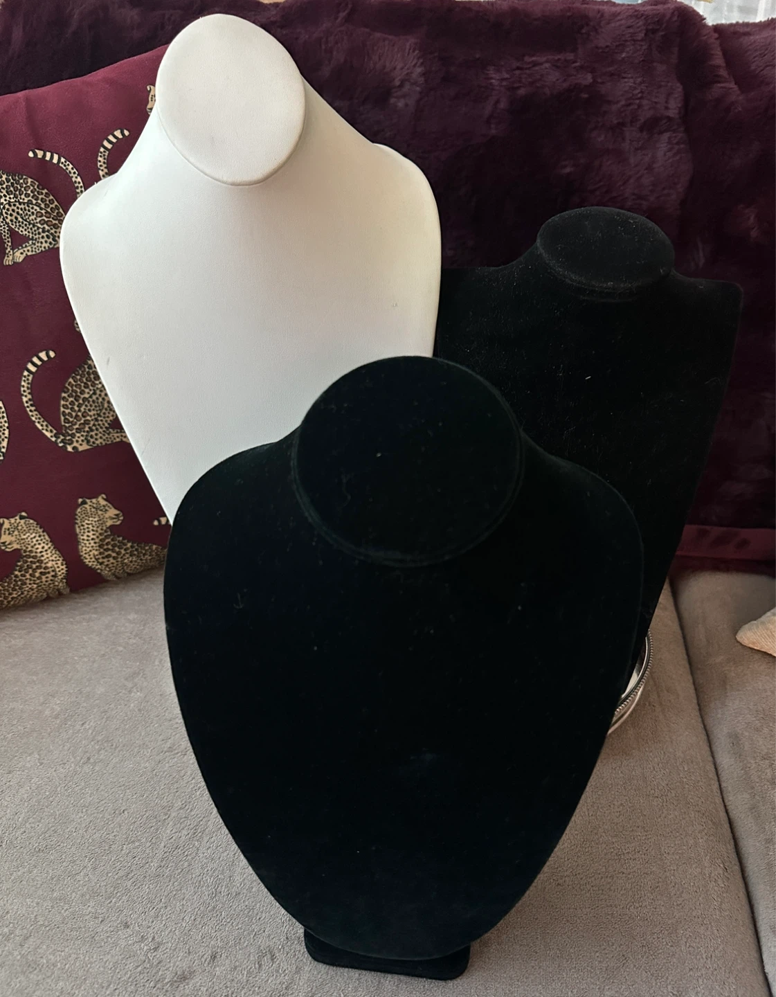 Jewelry Display Busts - White and Black Velvet