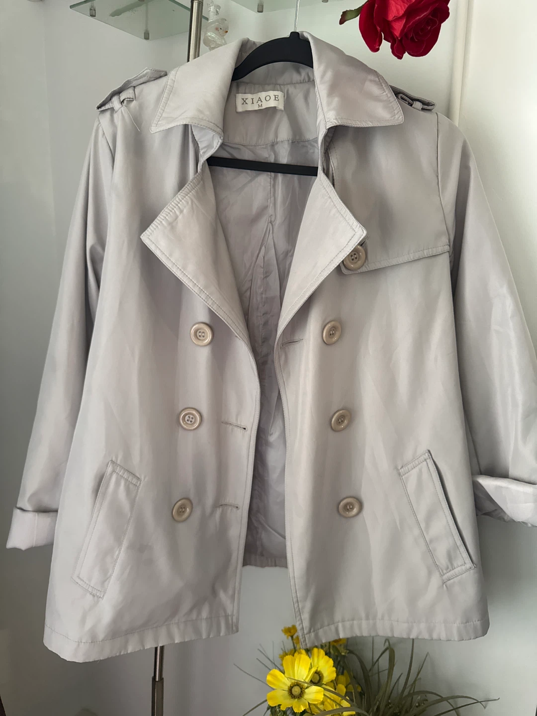 XIAOE Women's Double-Breasted Trench Coat - Size M