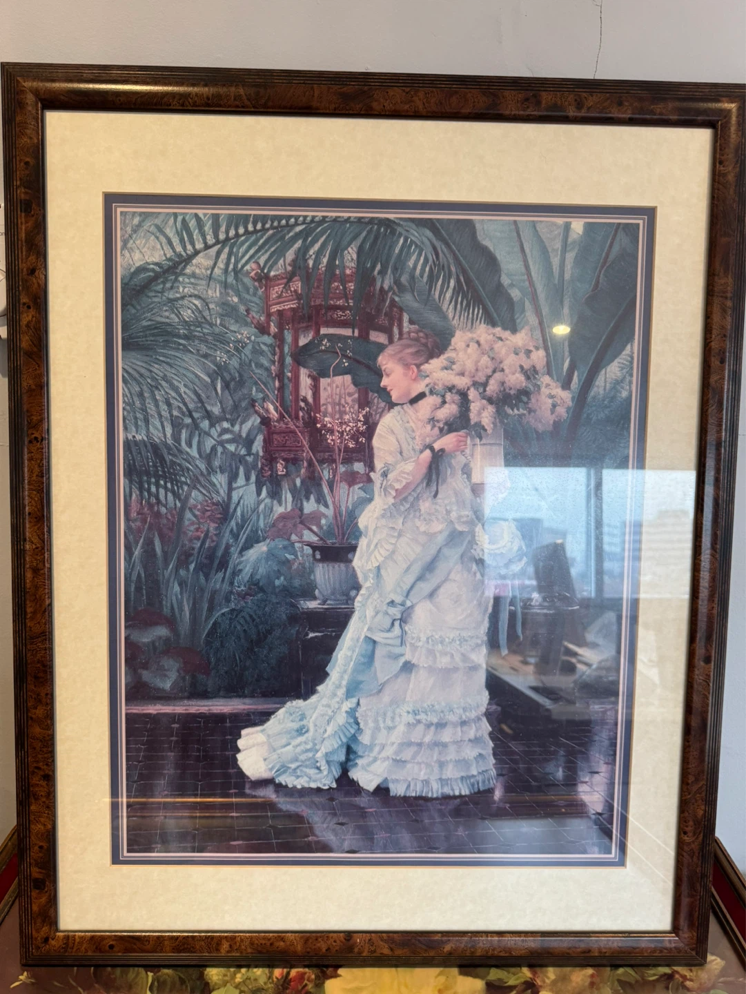 Framed Art Print of Woman with Flowers