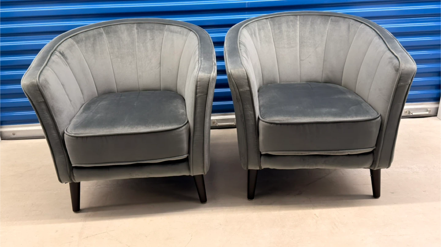 Set of 2 Brinley 29” Velvet Fabric Accent Chairs with Wood Legs - photo 2