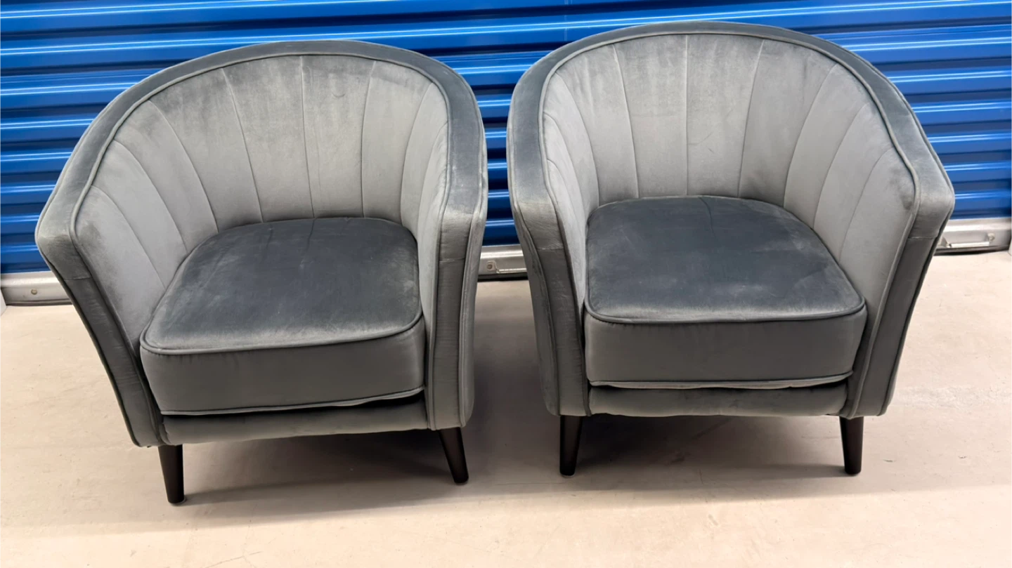 Set of 2 Brinley 29” Velvet Fabric Accent Chairs with Wood Legs - photo 3