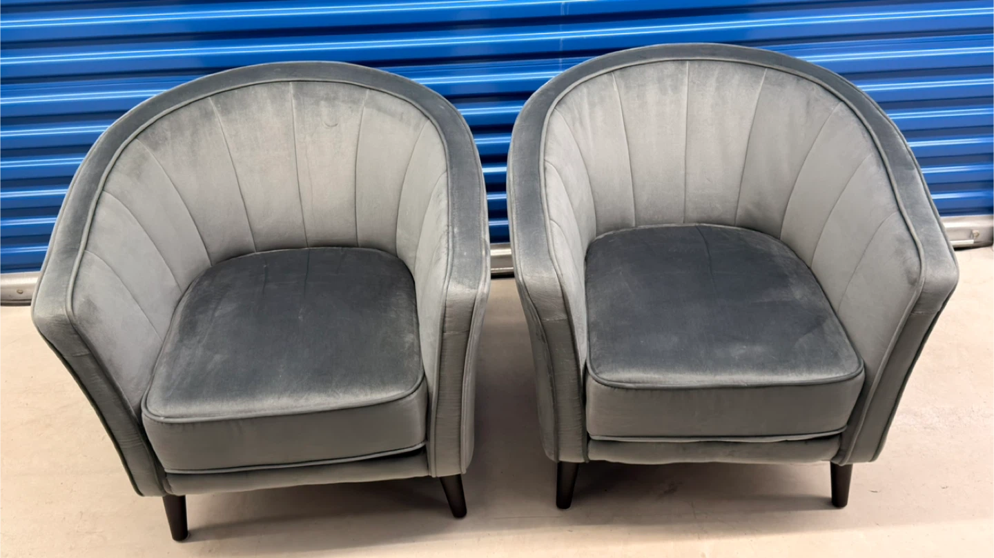 Set of 2 Brinley 29” Velvet Fabric Accent Chairs with Wood Legs - photo 5