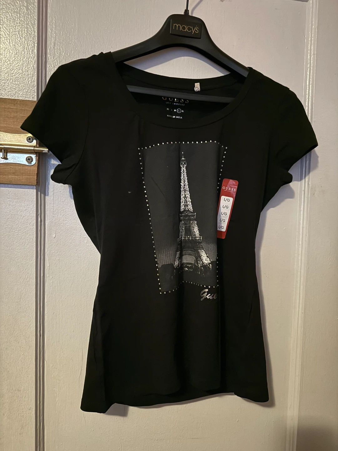 Guess Black Eiffel Tower Graphic T-Shirt