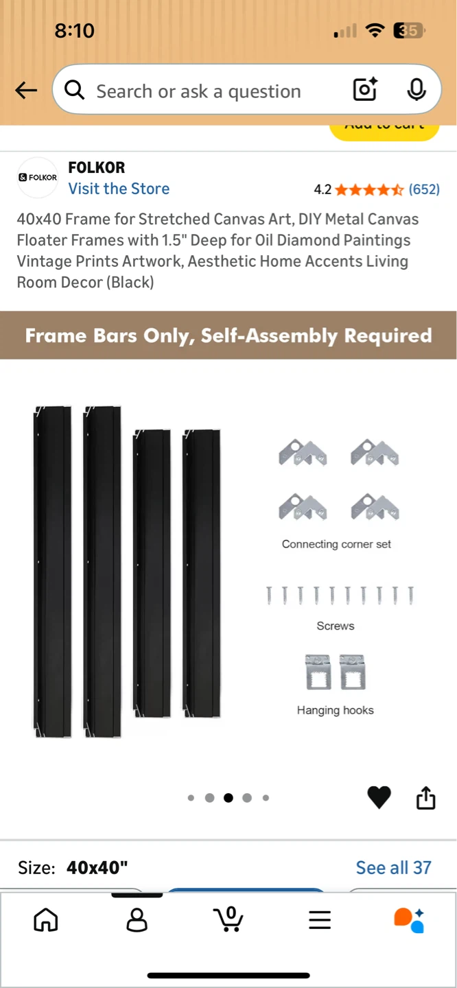 FOLKOR 40x40 " DIY Metal Canvas Floater Frame (Black) - photo 2