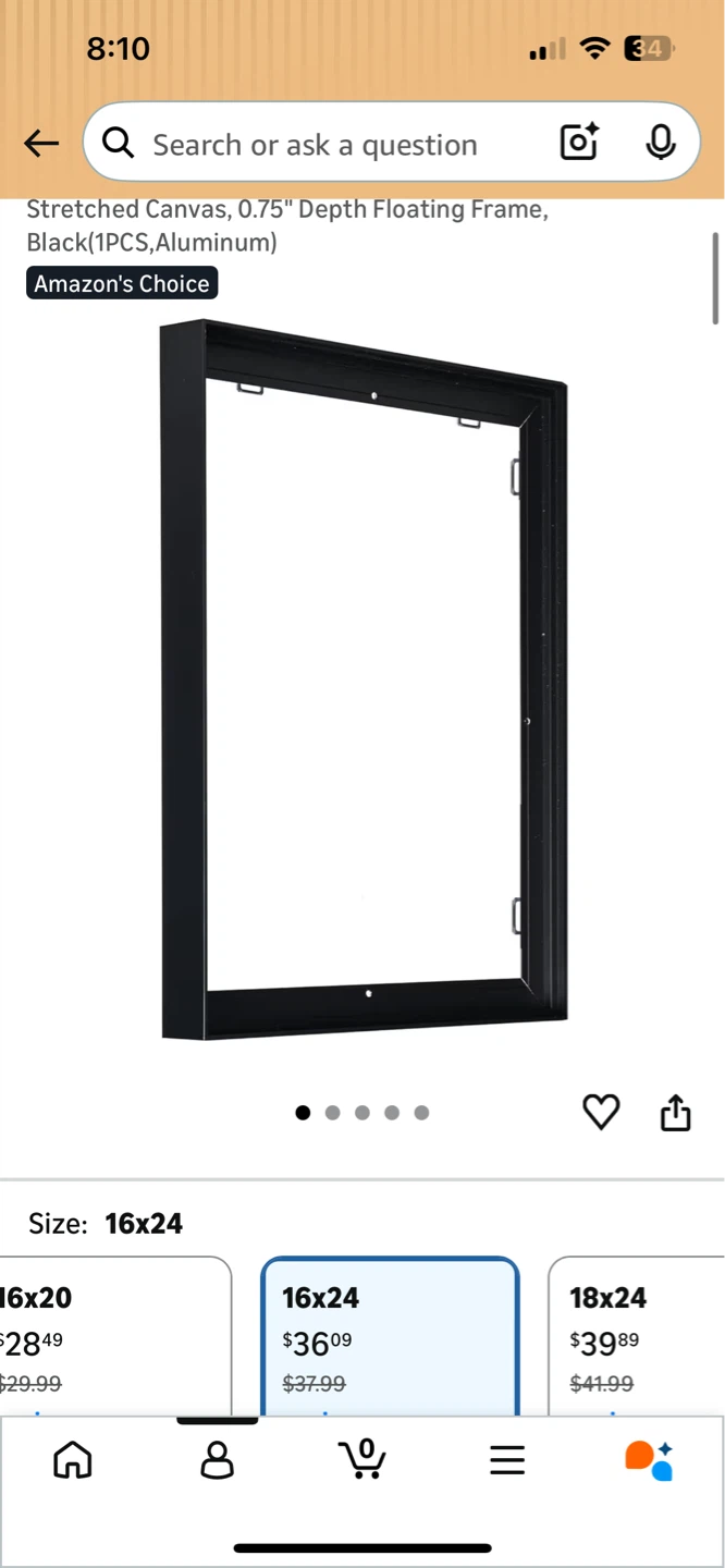 Stretched Canvas Floating Frame 24x36 Black Aluminum - photo 2