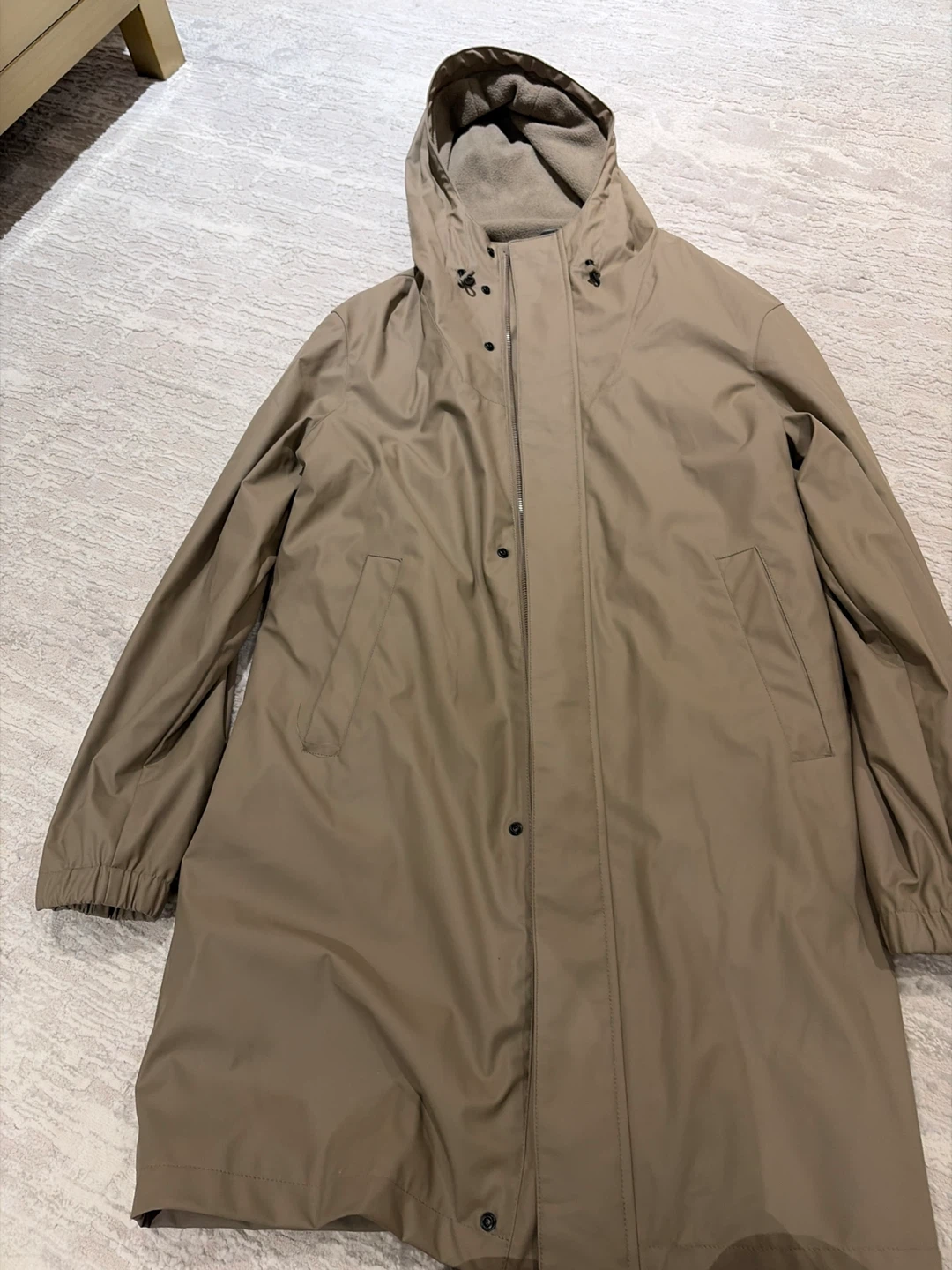 ZARA Beige Hooded Trench Coat - Medium
