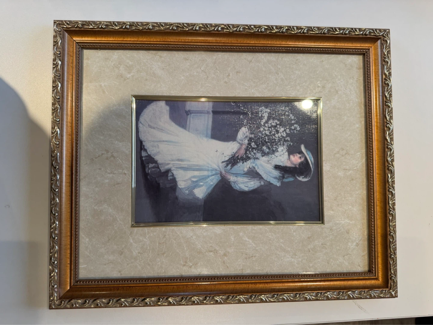 Ornate Gold Framed Print - Elegant Woman with Flowers - photo 2